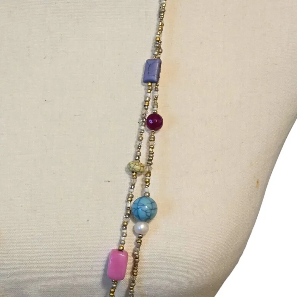 Chicos Necklace Chico’s Multicolor Beads Various Shapes Bohemian Style 36" - Picture 3 of 7